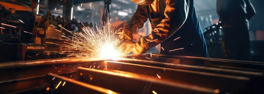 Banner de trabajador soldando